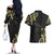 Traditional Art Hawaiian Kakau Tattoos Couples Matching Off The Shoulder Long Sleeve Dress and Hawaiian Shirt Yellow Color - Polynesian Pride