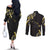 Traditional Art Hawaiian Kakau Tattoos Couples Matching Off The Shoulder Long Sleeve Dress and Long Sleeve Button Shirt Yellow Color - Polynesian Pride