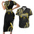 Traditional Art Hawaiian Kakau Tattoos Couples Matching Short Sleeve Bodycon Dress and Hawaiian Shirt Yellow Color - Polynesian Pride