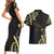 Traditional Art Hawaiian Kakau Tattoos Couples Matching Short Sleeve Bodycon Dress and Hawaiian Shirt Yellow Color - Polynesian Pride
