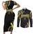 Traditional Art Hawaiian Kakau Tattoos Couples Matching Short Sleeve Bodycon Dress and Long Sleeve Button Shirt Yellow Color - Polynesian Pride