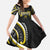Traditional Art Hawaiian Kakau Tattoos Family Matching Off The Shoulder Long Sleeve Dress and Hawaiian Shirt Yellow Color - Polynesian Pride