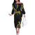 Traditional Art Hawaiian Kakau Tattoos Family Matching Off The Shoulder Long Sleeve Dress and Hawaiian Shirt Yellow Color - Polynesian Pride