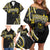 Traditional Art Hawaiian Kakau Tattoos Family Matching Off Shoulder Short Dress and Hawaiian Shirt Yellow Color - Polynesian Pride