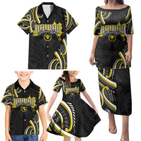 Traditional Art Hawaiian Kakau Tattoos Family Matching Puletasi and Hawaiian Shirt Yellow Color - Polynesian Pride