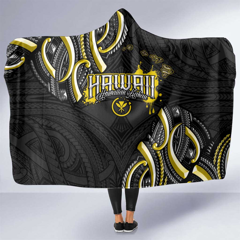 Traditional Art Hawaiian Kakau Tattoos Hooded Blanket Yellow Color LT03 One Size Yellow - Polynesian Pride