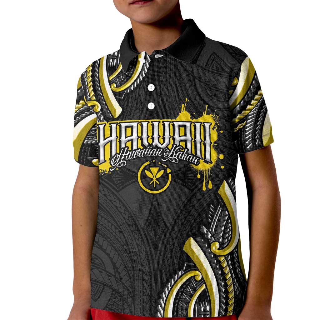 Traditional Art Hawaiian Kakau Tattoos Kid Polo Shirt Yellow Color - Polynesian Pride