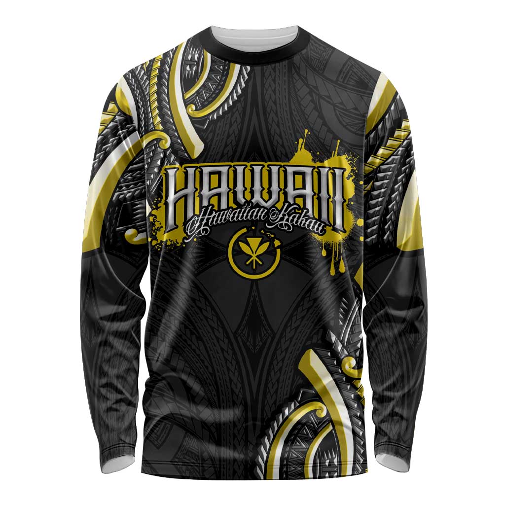 Traditional Art Hawaiian Kakau Tattoos Long Sleeve Shirt Yellow Color LT03 Unisex Yellow - Polynesian Pride