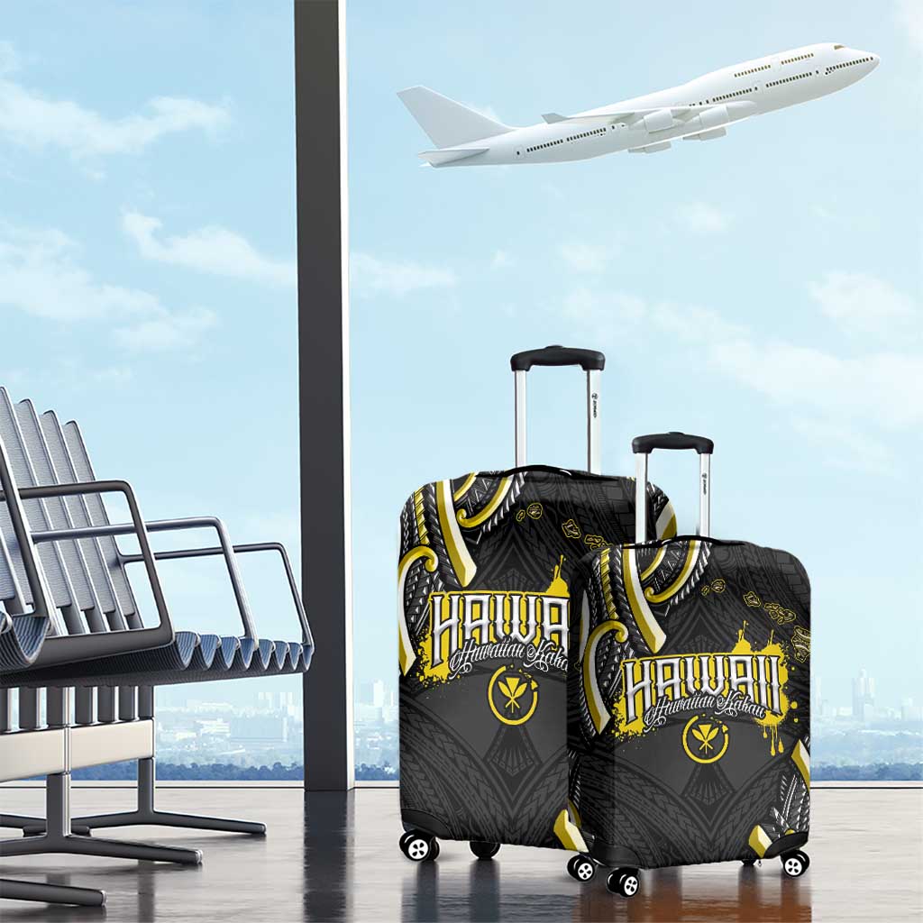 Traditional Art Hawaiian Kakau Tattoos Luggage Cover Yellow Color - Polynesian Pride