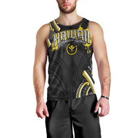 Traditional Art Hawaiian Kakau Tattoos Men Tank Top Yellow Color - Polynesian Pride