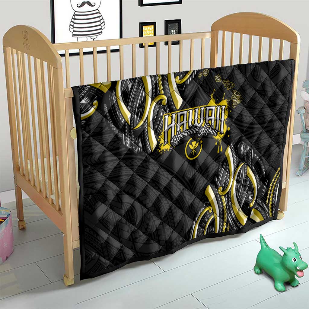 Traditional Art Hawaiian Kakau Tattoos Quilt Yellow Color - Polynesian Pride