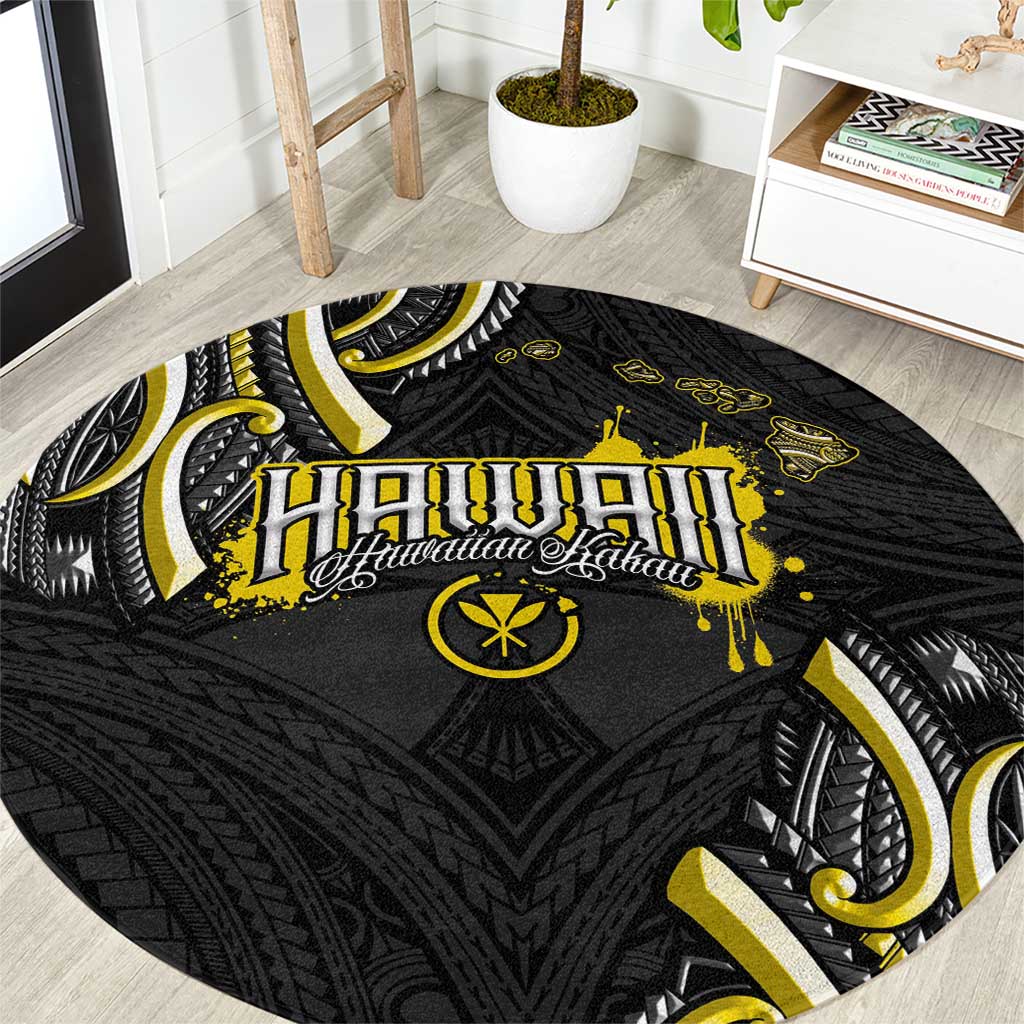 Traditional Art Hawaiian Kakau Tattoos Round Carpet Yellow Color LT03 Yellow - Polynesian Pride