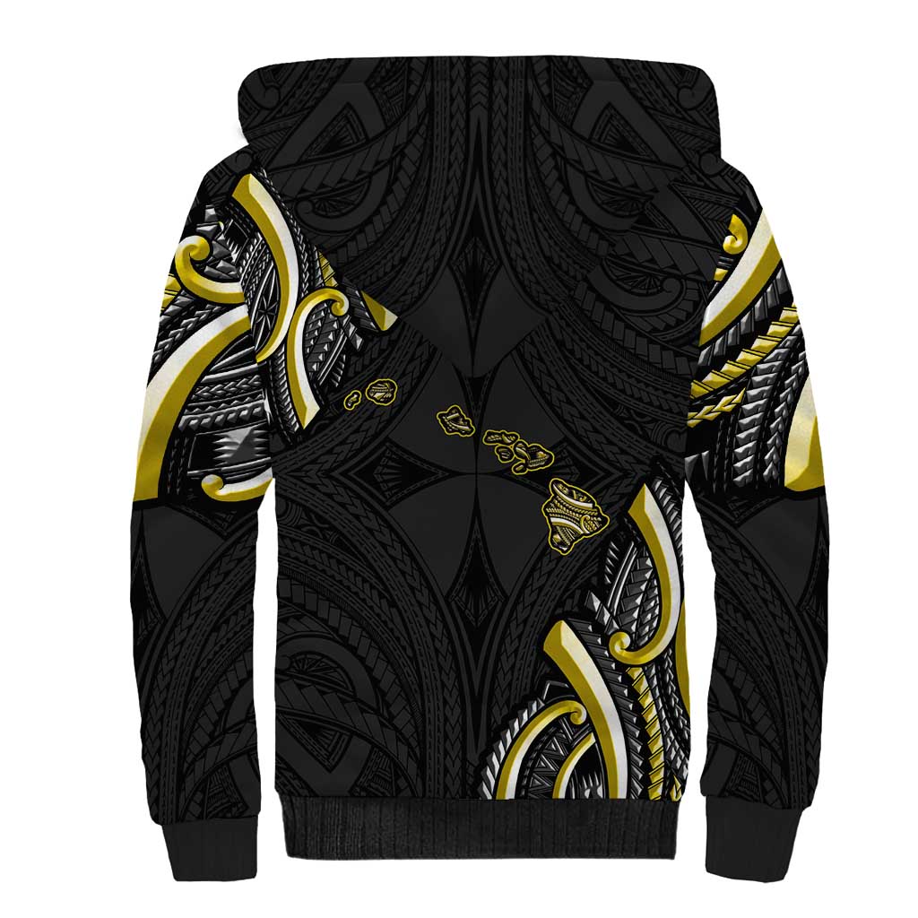 Traditional Art Hawaiian Kakau Tattoos Sherpa Hoodie Yellow Color - Polynesian Pride
