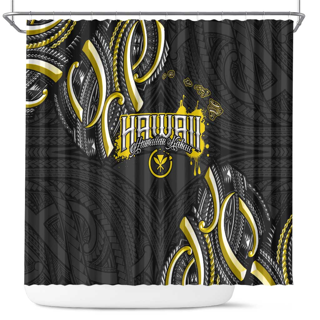 Traditional Art Hawaiian Kakau Tattoos Shower Curtain Yellow Color LT03 Yellow - Polynesian Pride