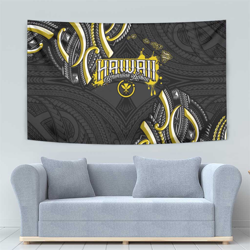 Traditional Art Hawaiian Kakau Tattoos Tapestry Yellow Color - Polynesian Pride