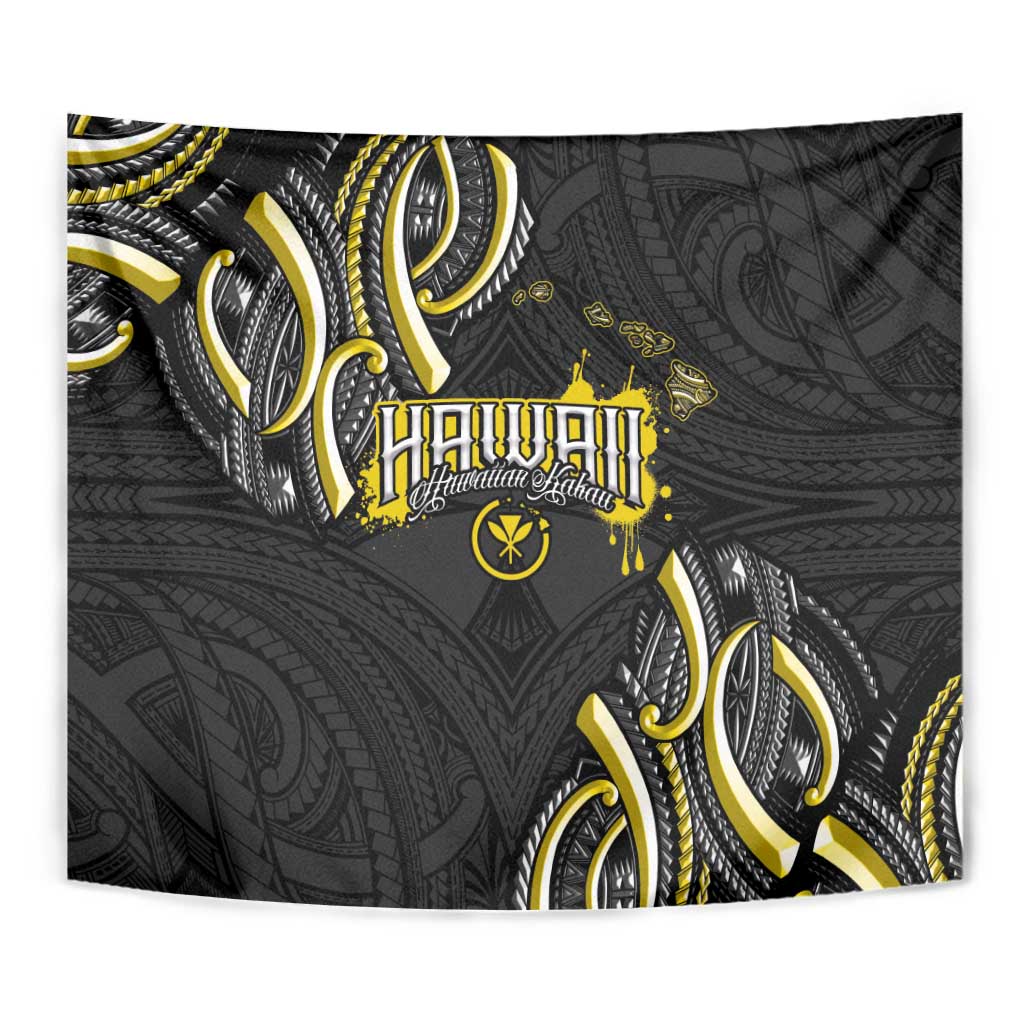 Traditional Art Hawaiian Kakau Tattoos Tapestry Yellow Color - Polynesian Pride