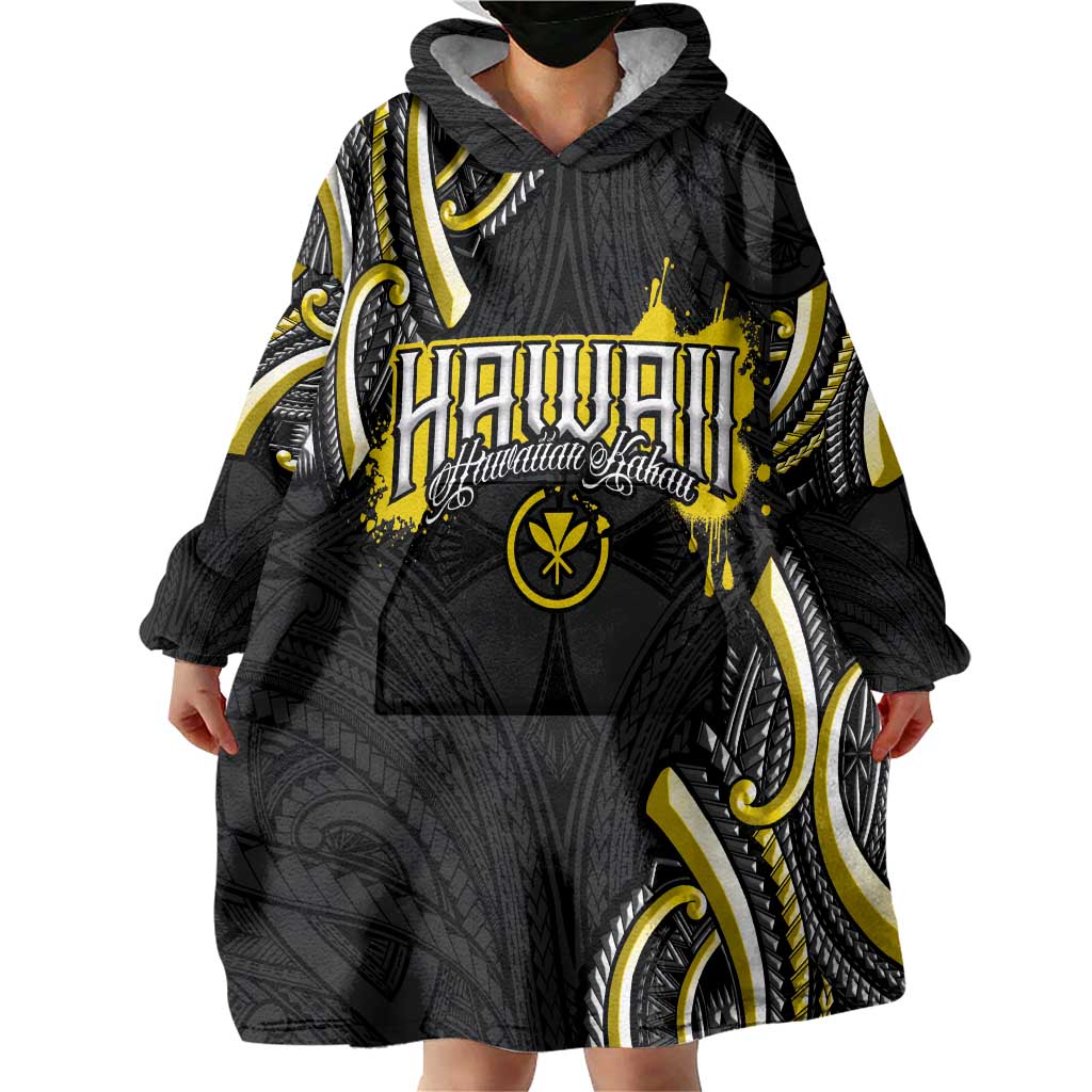 Traditional Art Hawaiian Kakau Tattoos Wearable Blanket Hoodie Yellow Color - Polynesian Pride