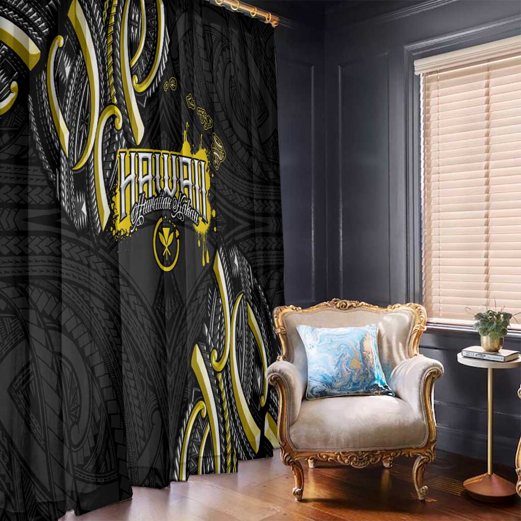 Traditional Art Hawaiian Kakau Tattoos Window Curtain Yellow Color - Polynesian Pride