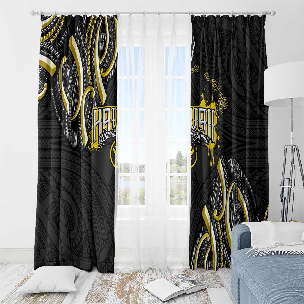 Traditional Art Hawaiian Kakau Tattoos Window Curtain Yellow Color - Polynesian Pride