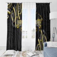 Traditional Art Hawaiian Kakau Tattoos Window Curtain Yellow Color - Polynesian Pride