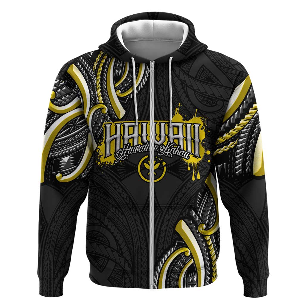 Traditional Art Hawaiian Kakau Tattoos Zip Hoodie Yellow Color LT03 Zip Hoodie Yellow - Polynesian Pride