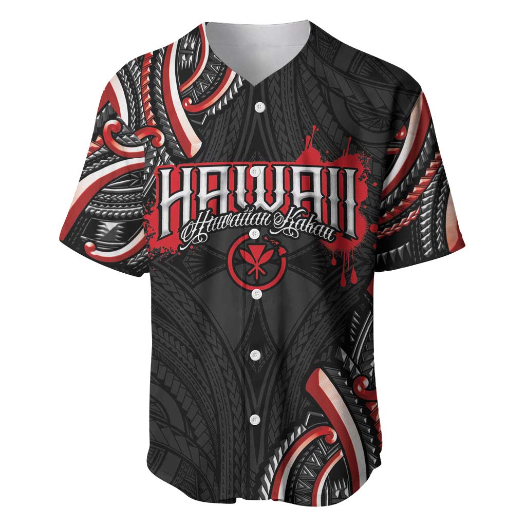 Traditional Art Hawaiian Kakau Tattoos Baseball Jersey Red Color - Polynesian Pride