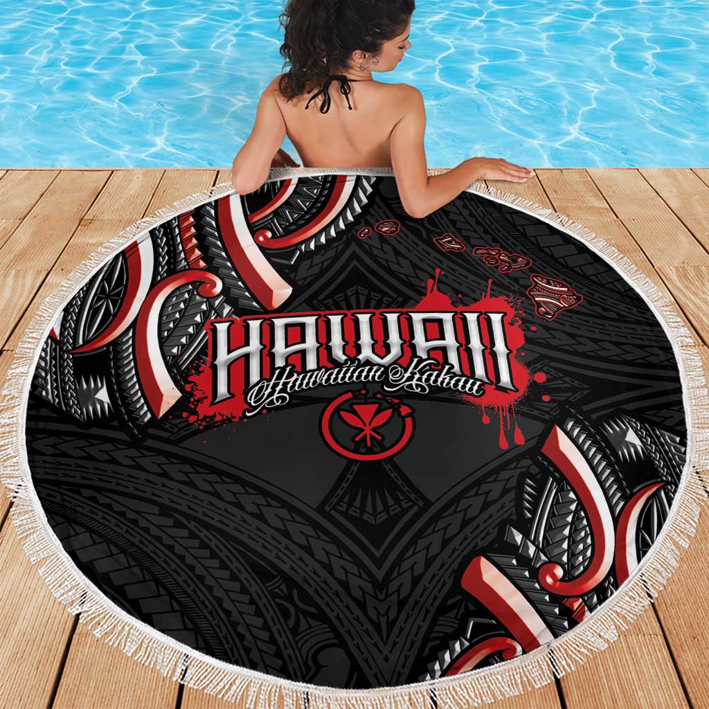 Traditional Art Hawaiian Kakau Tattoos Beach Blanket Red Color - Polynesian Pride