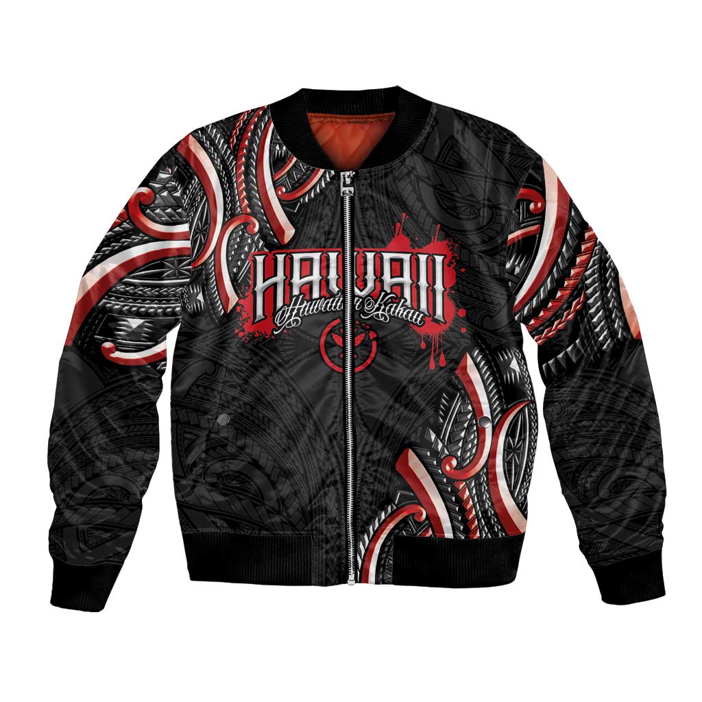 Traditional Art Hawaiian Kakau Tattoos Bomber Jacket Red Color LT03 Unisex Red - Polynesian Pride