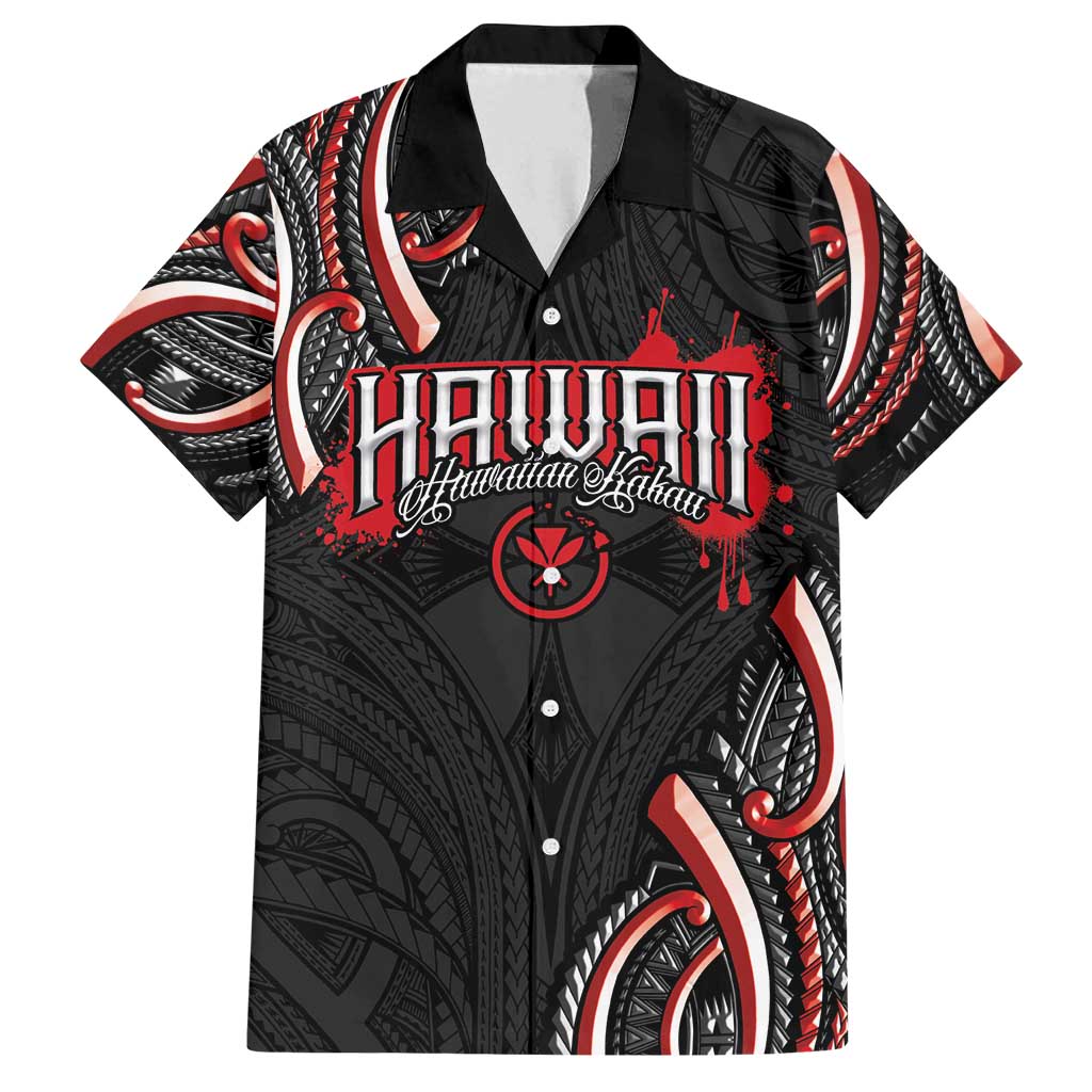 Traditional Art Hawaiian Kakau Tattoos Family Matching Off Shoulder Maxi Dress and Hawaiian Shirt Red Color - Polynesian Pride