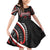 Traditional Art Hawaiian Kakau Tattoos Family Matching Off Shoulder Short Dress and Hawaiian Shirt Red Color - Polynesian Pride