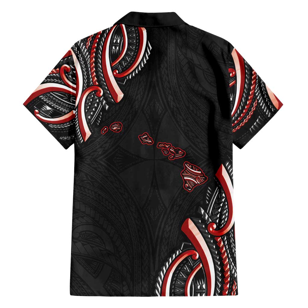 Traditional Art Hawaiian Kakau Tattoos Family Matching Off Shoulder Short Dress and Hawaiian Shirt Red Color - Polynesian Pride