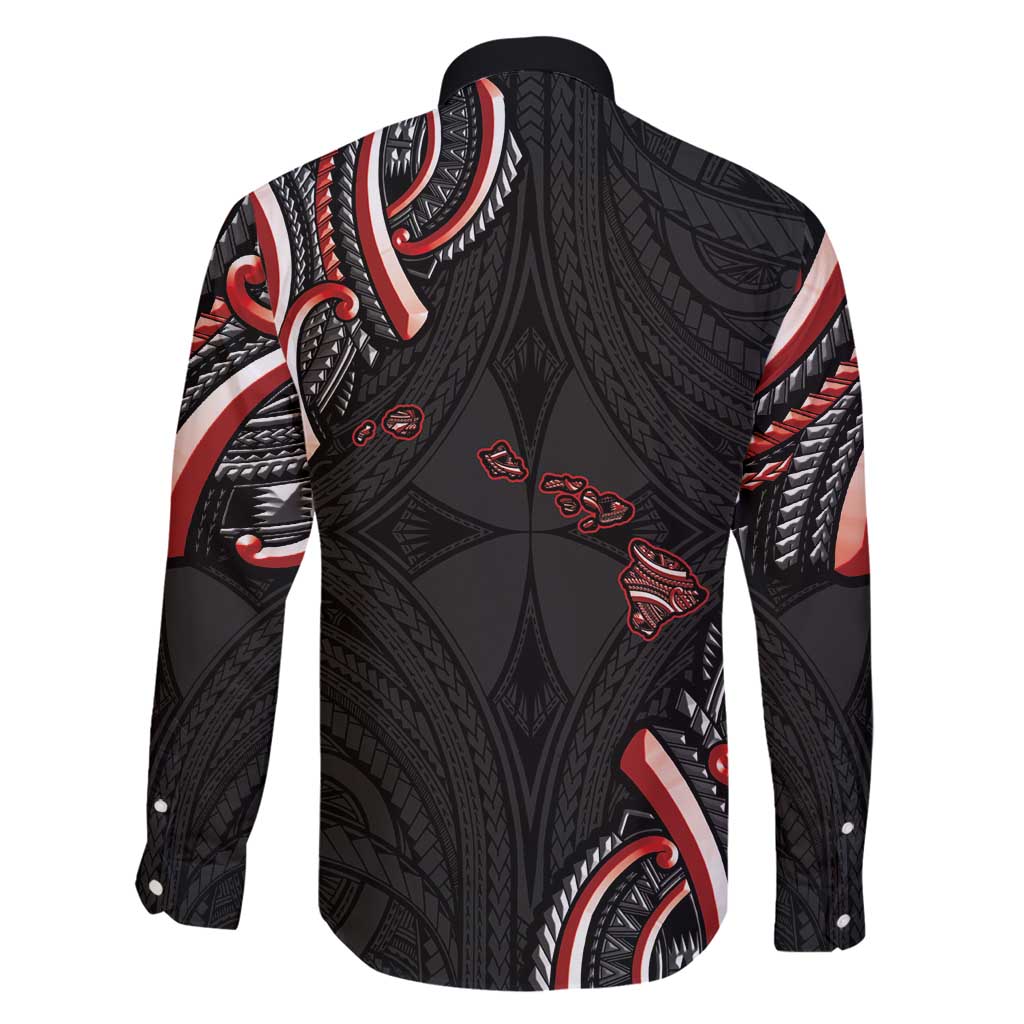 Traditional Art Hawaiian Kakau Tattoos Family Matching Puletasi and Hawaiian Shirt Red Color - Polynesian Pride