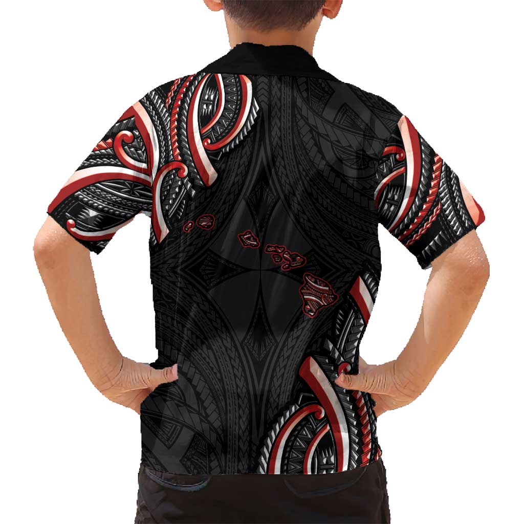 Traditional Art Hawaiian Kakau Tattoos Family Matching Summer Maxi Dress and Hawaiian Shirt Red Color LT03 - Polynesian Pride