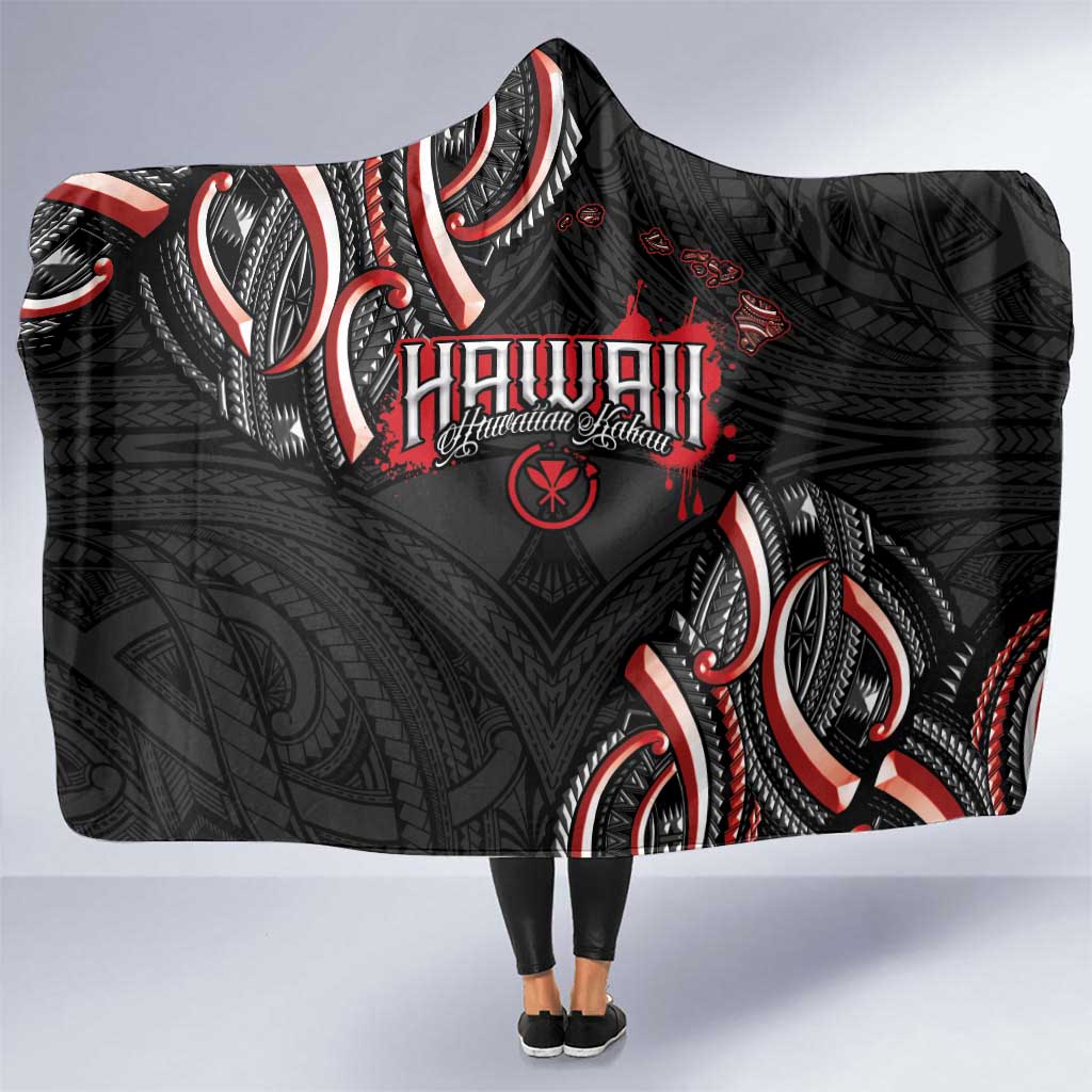 Traditional Art Hawaiian Kakau Tattoos Hooded Blanket Red Color LT03 One Size Red - Polynesian Pride