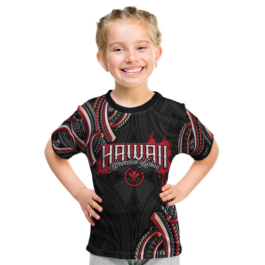 Traditional Art Hawaiian Kakau Tattoos Kid T Shirt Red Color LT03 Red - Polynesian Pride