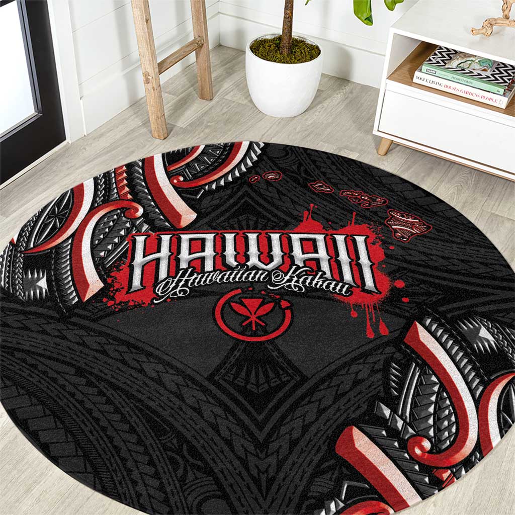 Traditional Art Hawaiian Kakau Tattoos Round Carpet Red Color LT03 Red - Polynesian Pride
