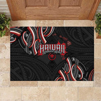 Traditional Art Hawaiian Kakau Tattoos Rubber Doormat Red Color - Polynesian Pride