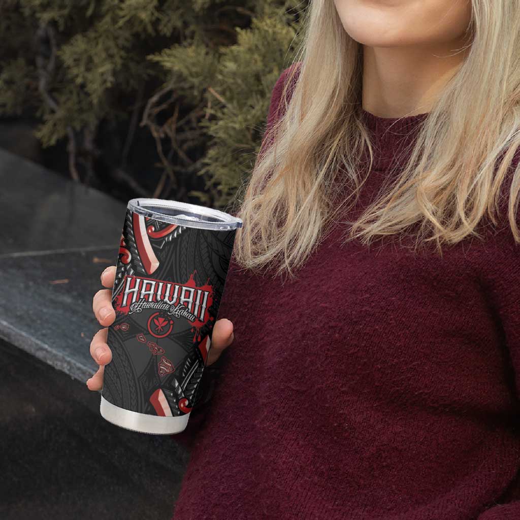 Traditional Art Hawaiian Kakau Tattoos Tumbler Cup Red Color - Polynesian Pride