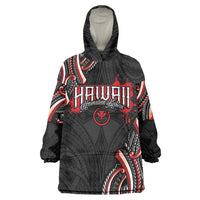 Traditional Art Hawaiian Kakau Tattoos Wearable Blanket Hoodie Red Color - Polynesian Pride