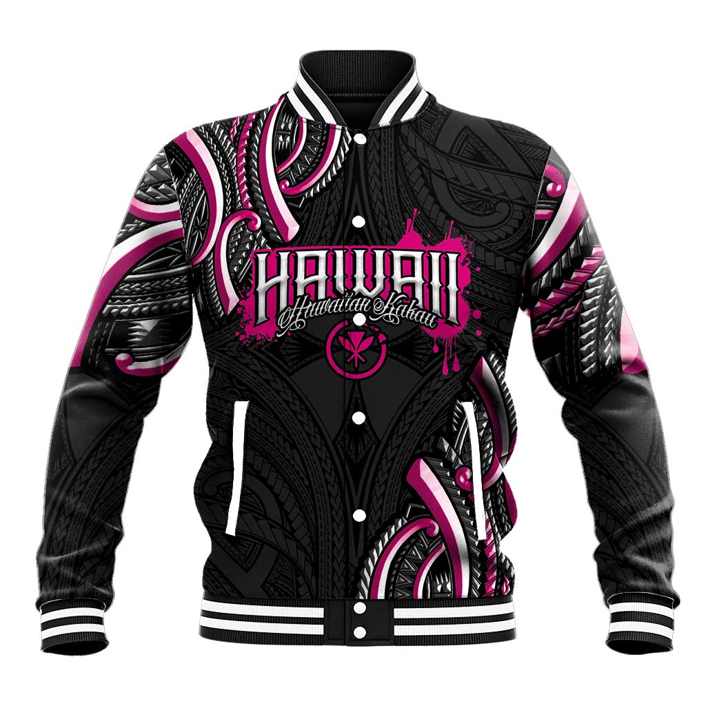 Traditional Art Hawaiian Kakau Tattoos Baseball Jacket Pink Color LT03 Unisex Pink - Polynesian Pride