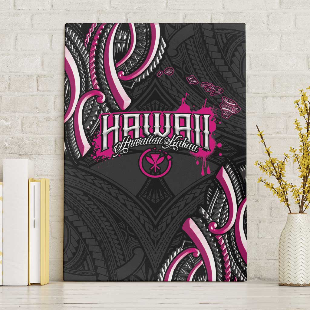 Traditional Art Hawaiian Kakau Tattoos Canvas Wall Art Pink Color - Polynesian Pride