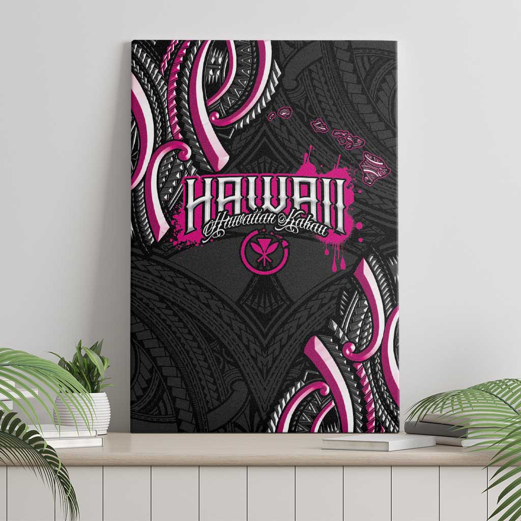 Traditional Art Hawaiian Kakau Tattoos Canvas Wall Art Pink Color - Polynesian Pride
