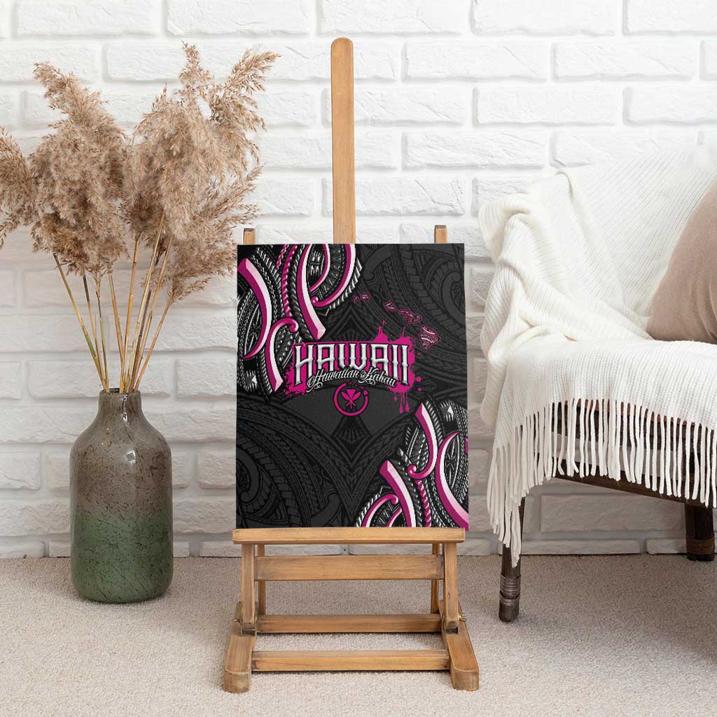 Traditional Art Hawaiian Kakau Tattoos Canvas Wall Art Pink Color - Polynesian Pride