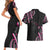 Traditional Art Hawaiian Kakau Tattoos Couples Matching Short Sleeve Bodycon Dress and Hawaiian Shirt Pink Color - Polynesian Pride