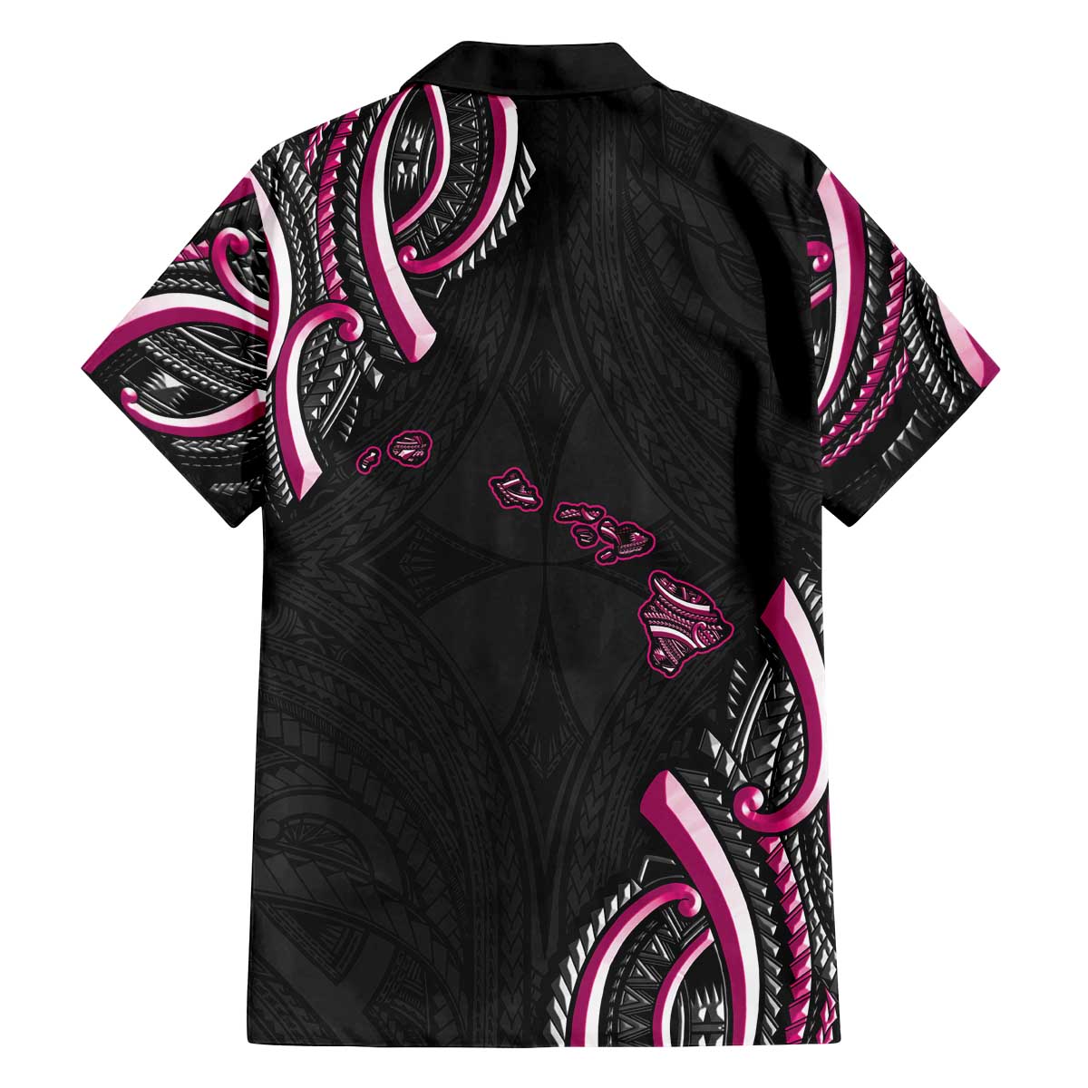Traditional Art Hawaiian Kakau Tattoos Family Matching Off The Shoulder Long Sleeve Dress and Hawaiian Shirt Pink Color LT03 - Polynesian Pride