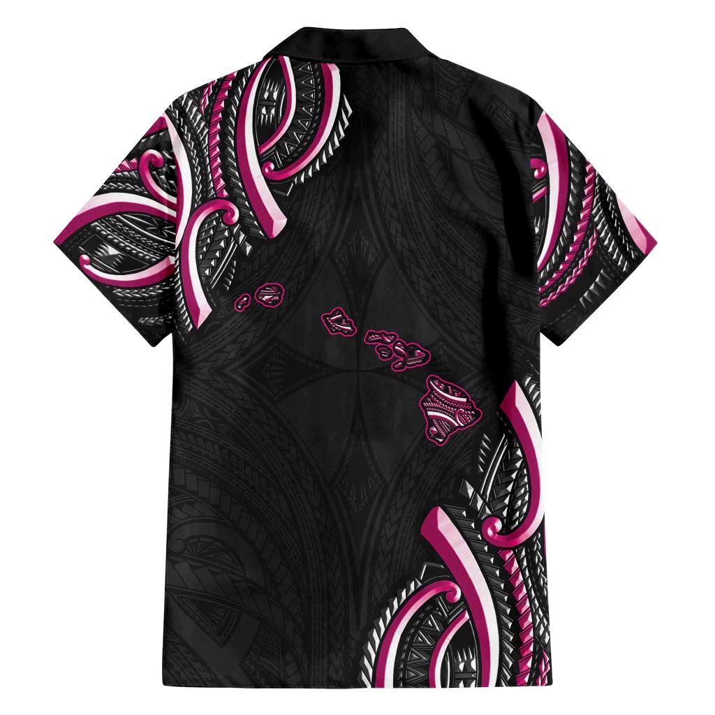 Traditional Art Hawaiian Kakau Tattoos Family Matching Off Shoulder Short Dress and Hawaiian Shirt Pink Color LT03 - Polynesian Pride