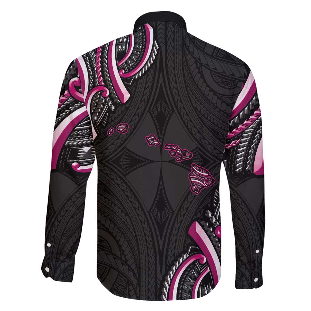 Traditional Art Hawaiian Kakau Tattoos Family Matching Summer Maxi Dress and Hawaiian Shirt Pink Color LT03 - Polynesian Pride
