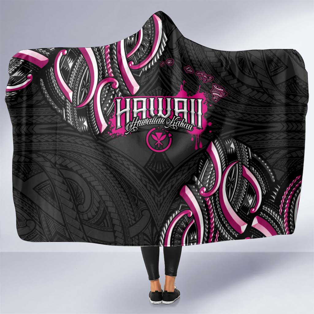Traditional Art Hawaiian Kakau Tattoos Hooded Blanket Pink Color LT03 One Size Pink - Polynesian Pride
