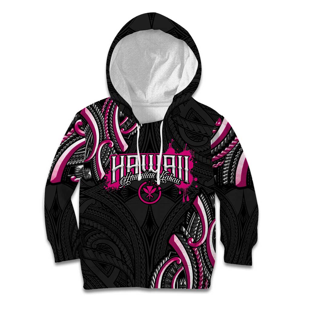 Traditional Art Hawaiian Kakau Tattoos Kid Hoodie Pink Color - Polynesian Pride