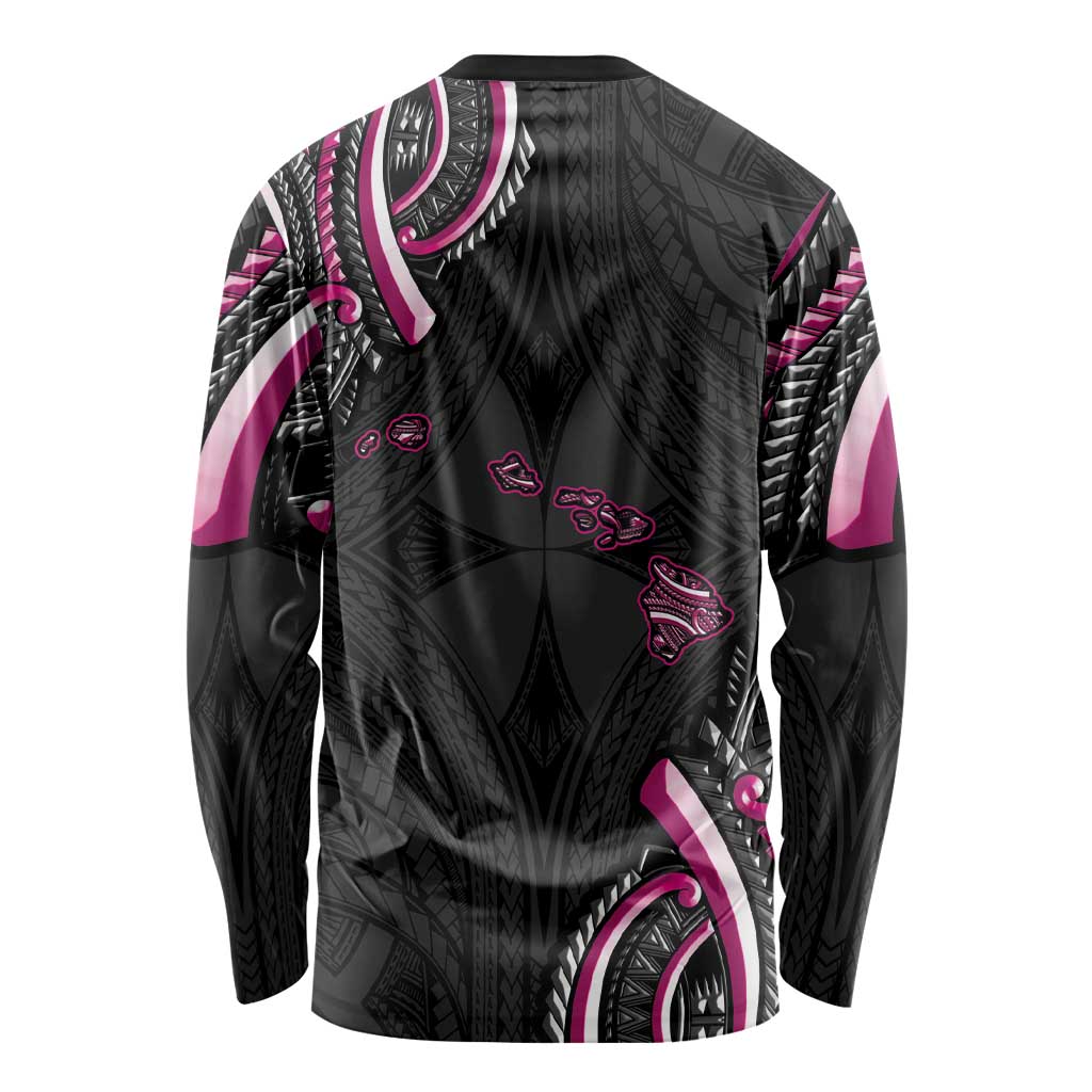 Traditional Art Hawaiian Kakau Tattoos Long Sleeve Shirt Pink Color - Polynesian Pride
